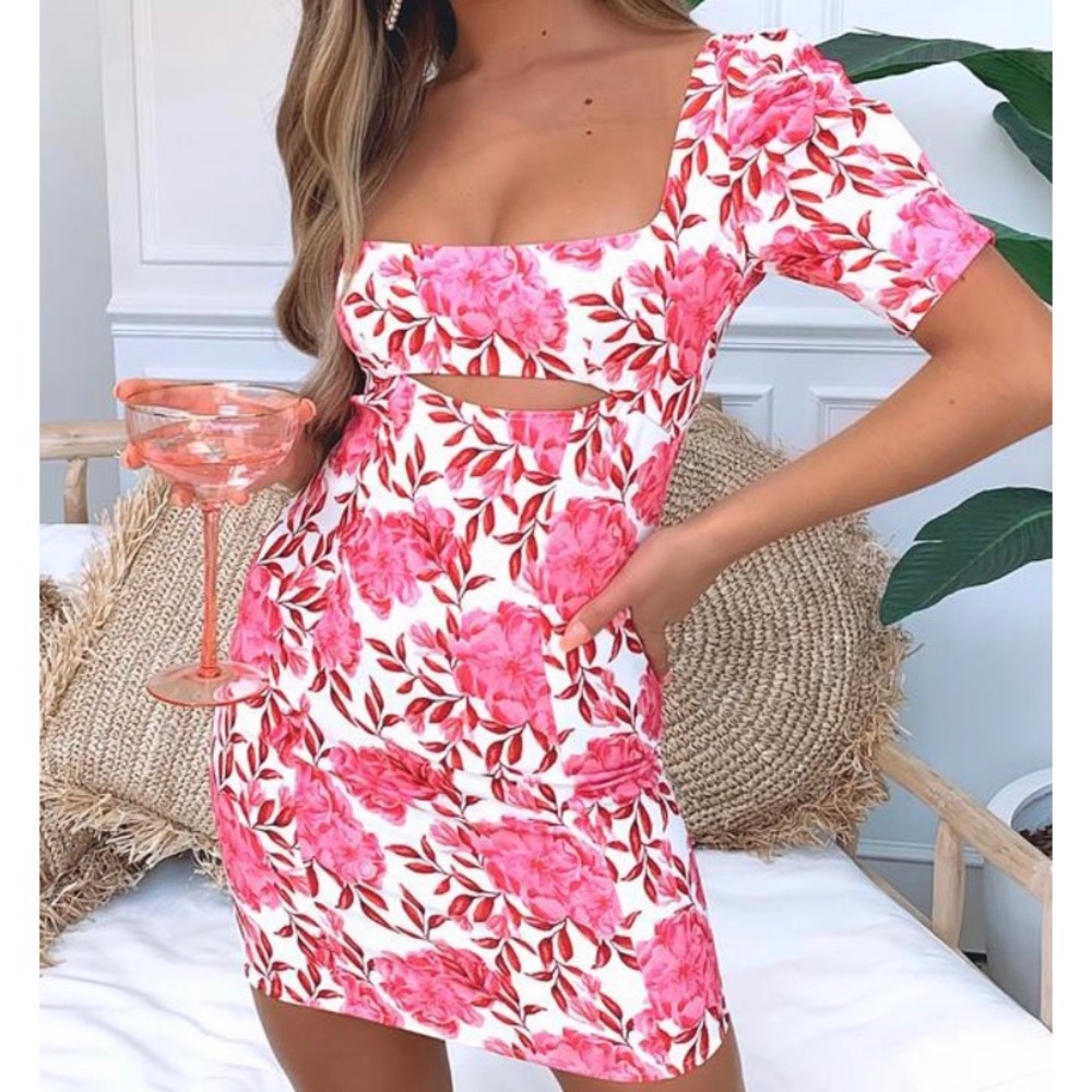 Azalea Mini Dress Pink Peony (Size: M)